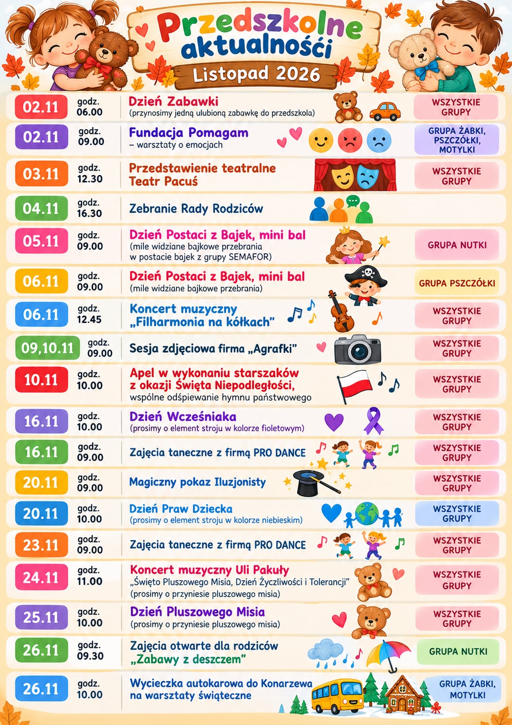 aktualności na listopad